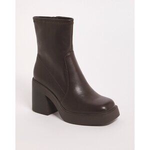 ASOS Simply be. Becca Platform Ankle Sock Boots in Black - Wide Fit (11)